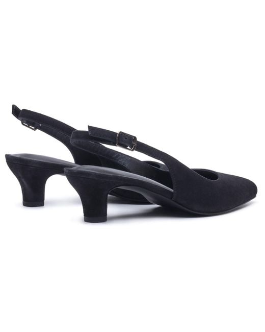 Hush Puppies Blue Nahla Buckle Kitten Heel Pointy Slingback Shoes Leather