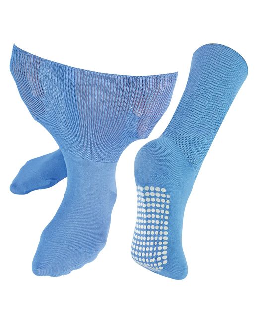 Dr.Socks Blue Extra Wide Oedema Socks With Non Slip Grips for men
