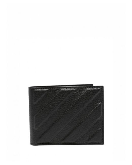 Off-White c/o Virgil Abloh Black Off- 3D Diag Bifold Leather Wallet for men