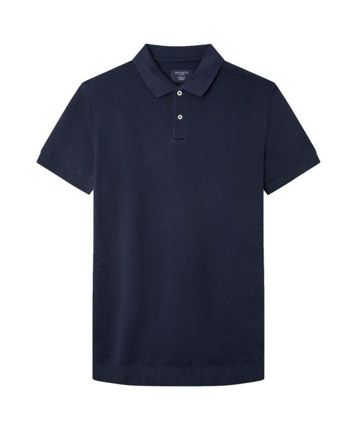 Hackett Blue Stop Start Knit Polo Shirt for men