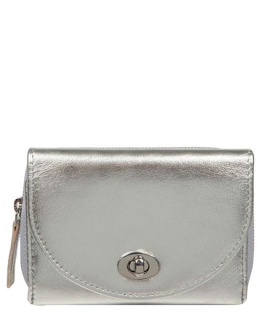 NiNa Amora Gray 'Clara' Metallic Leather Purse