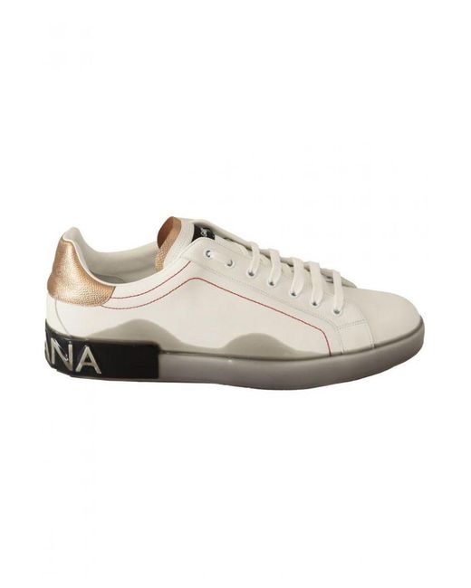 Dolce & Gabbana White Leather Low Top Sneakers Casual Shoes for men