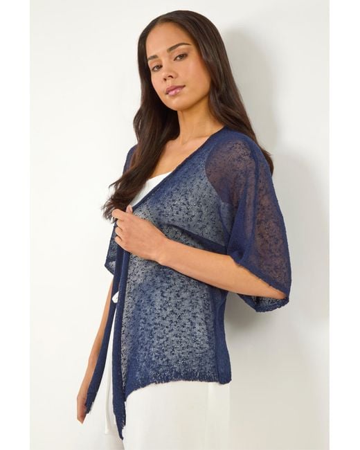 Roman Blue Petite Textured Cardigan