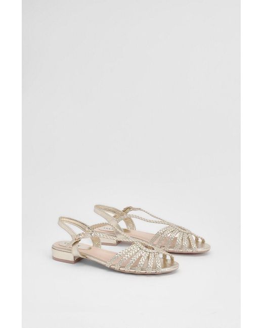 Oasis Natural Lulu Plaited Open Toe Low Heel Sandals