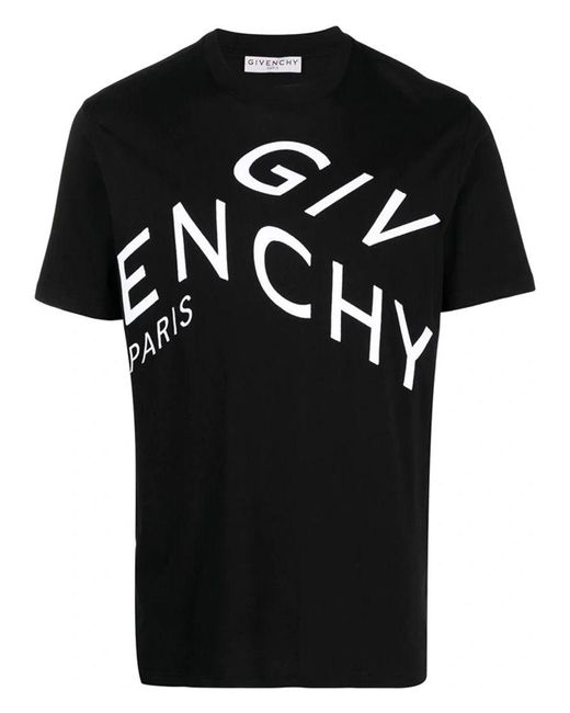 Givenchy Black Refracted Design Logo Embroidered Oversized Fit T-Shirt for men