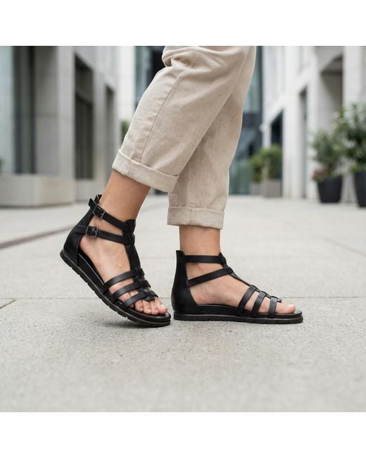 Krush Black Gladiator Sandals Strappy Valentina Buckle