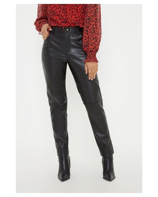 Wallis Red Petite Faux Leather Jeans