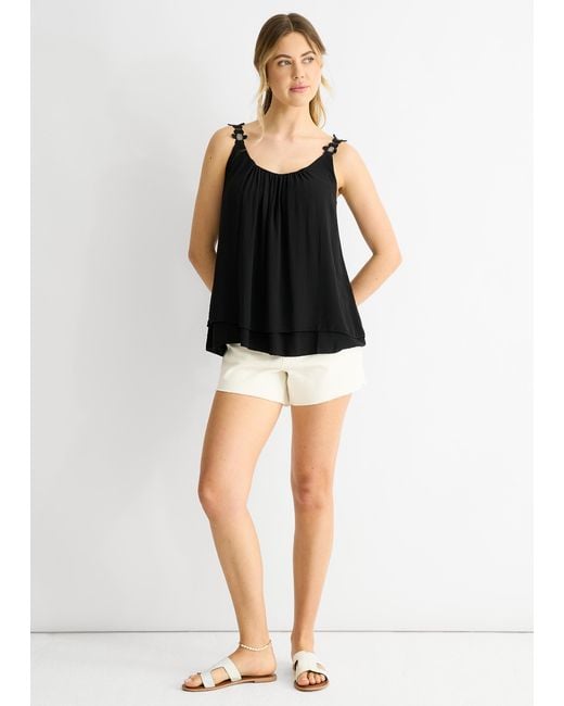 Gini London Black Schwarzes Geblümtes Trägertop