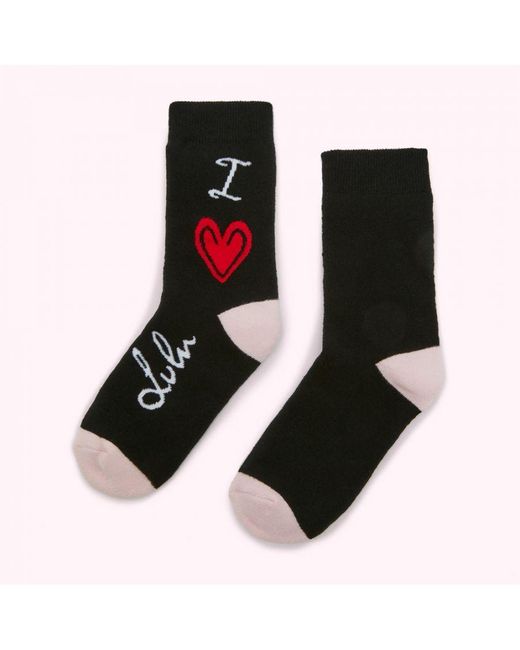 Lulu Guinness Black I Love Cosy Socks