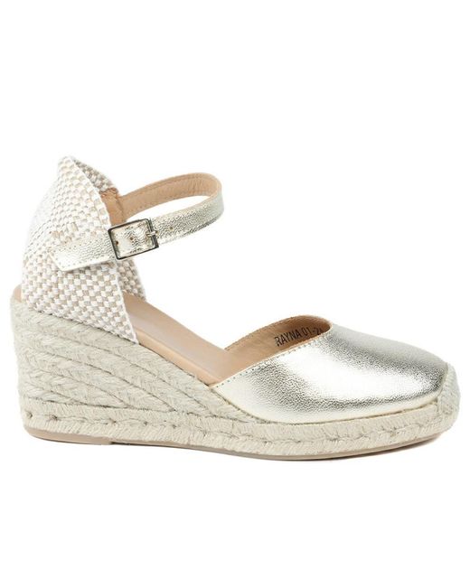 Jones Bootmaker Metallic Rayna Leather Buckled Espadrilles