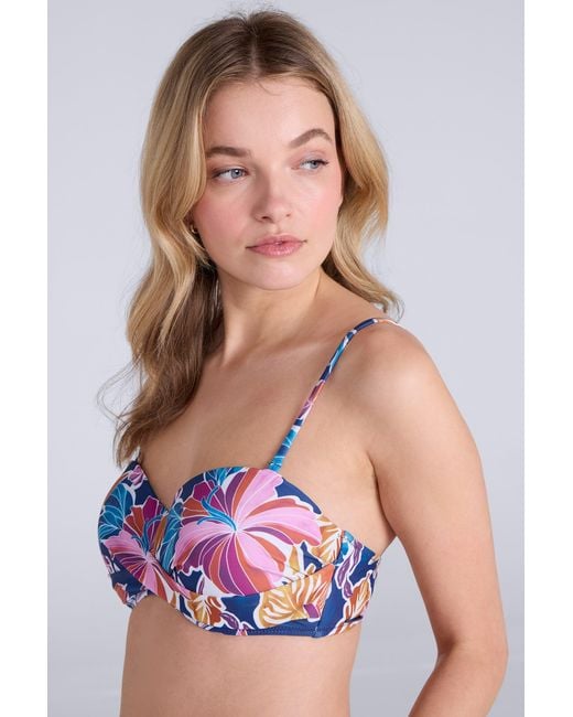 Mountain Warehouse Purple 'Docks' Bandeau Bikini Top Chlorine Resistant Removable Straps Swimwear