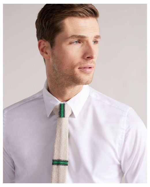 Ted Baker Natural Lacka Knitted Striped Tie for men