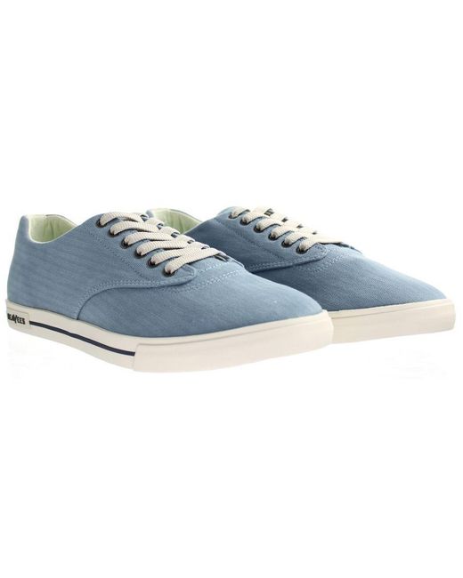 Seavees Blue Hermosa Mirage Herringbone Twill Surwash Plimsoll Plimsolls Textile for men