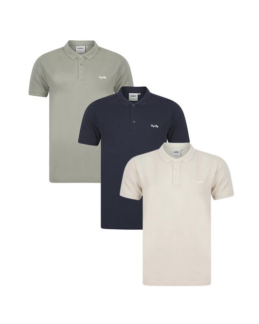 Tokyo Laundry Blue 3-Pack Embroidered Logo Polo Shirt for men