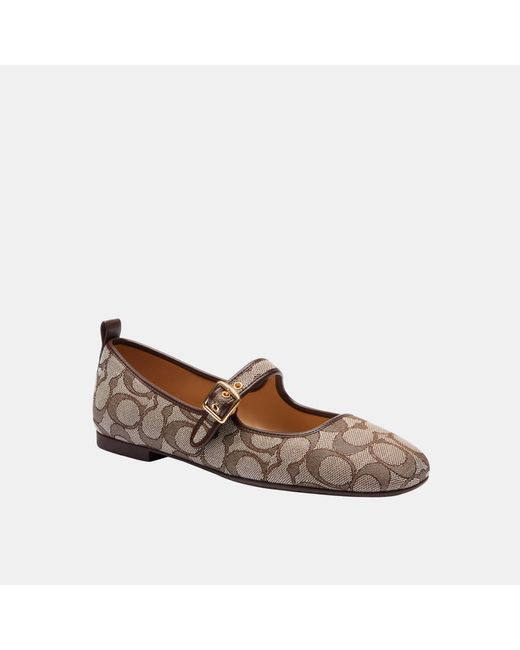 COACH Brown C Rivet Signature Mary Jane
