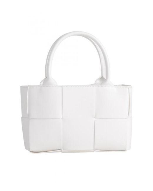 Where's That From White 'Aurora' Top Handle Rectangle Bag With Square Pattern