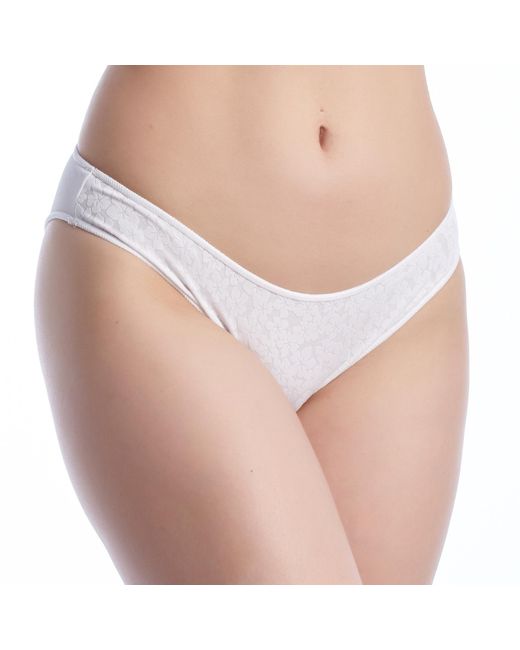 Selene White Bikini Briefs With Floral Jacquard Fabric Rebeca