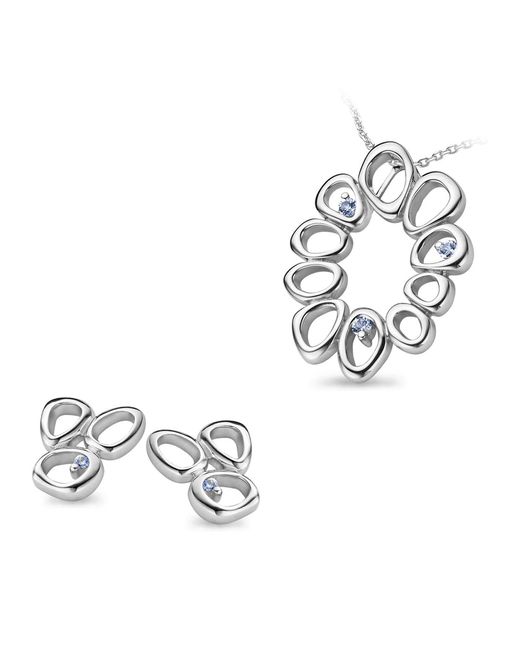 Orphelia Metallic 925 Sterling Set: Chain-Pendant + Earrings