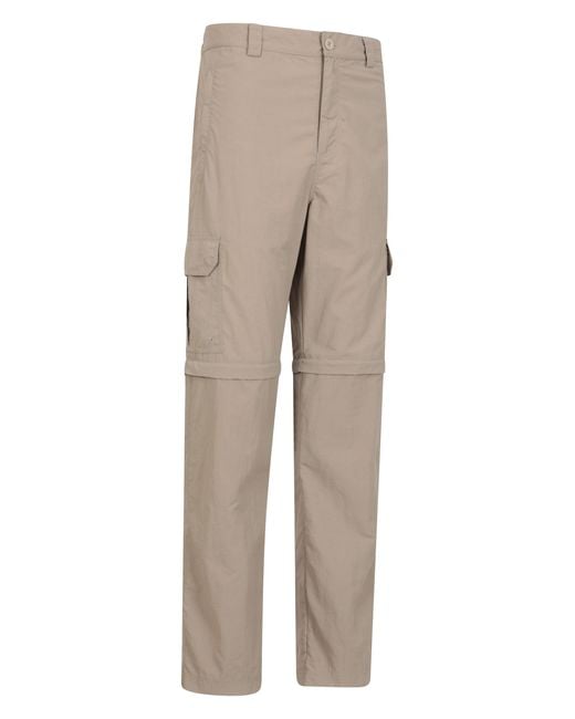 Mountain Warehouse Natural 'Explore' Zip Off Trousers Short Lightweight Quick Dry Convertible Pants Polyamide for men