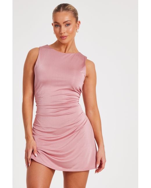 Quiz Ruched A-Line Mini Dress in Pink Lyst UK - Main Image