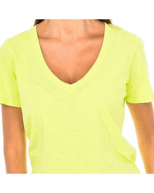 Armani Dames-t-shirt Met Korte Mouwen En V-hals 3y5t45-5jzmz in het Yellow