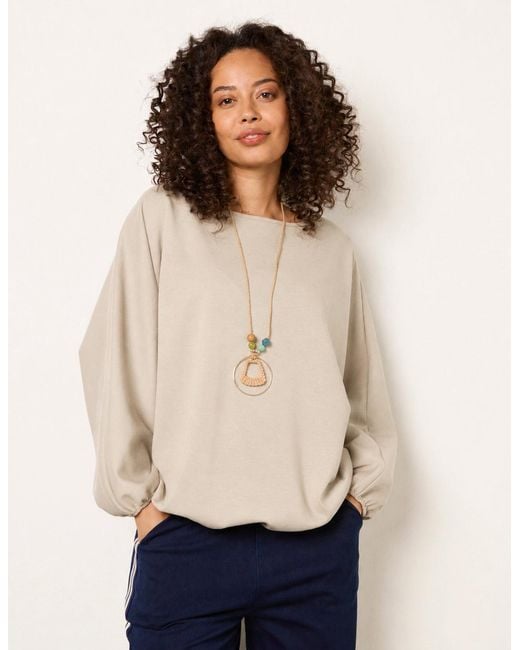 Blue Vanilla Natural Elasticated Batwing Necklace Jersey Top