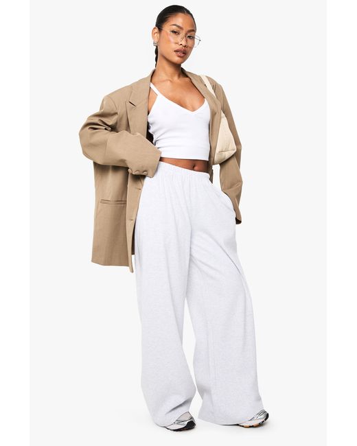 Boohoo White Basics Rib Straight Leg Trouser