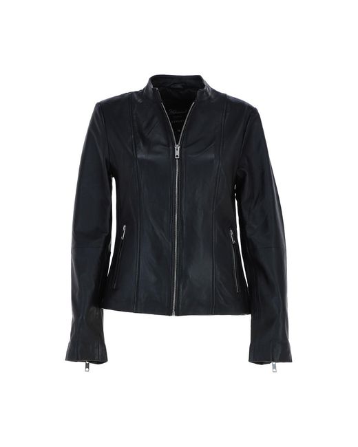 Ashwood Leather Black 'Kate' Real Mandarin Collar Biker Jacket