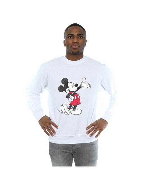 Disney White Traditional Wave Mickey Mouse Sweatshirt () for men