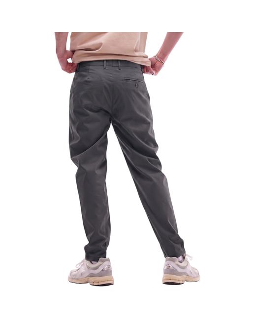 Topman Gray Chino Pant Tapered Fit Textured Soft Cotton Twin Pleat Trouser for men