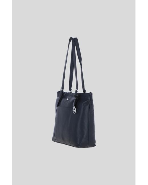 Ashwood Leather Blue 'Athy' Genuine Shoulder Tote Bag With Metallic Charm