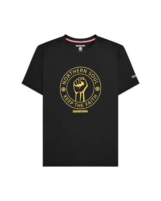 Lambretta Black Northern Soul T-Shirt Cotton for men