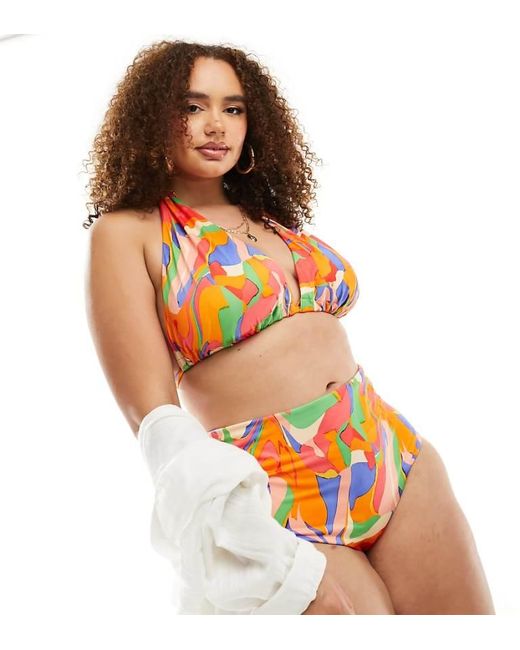 ASOS Orange Curve Mix And Match High Triangle Bikini Top