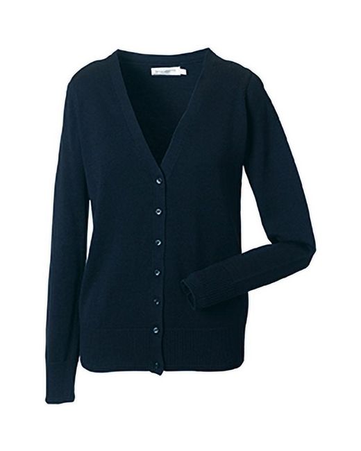 Russell Blue Collection Ladies/ V-Neck Knitted Cardigan (French)