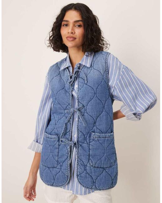 ASOS Blue Denim Quilted Vest