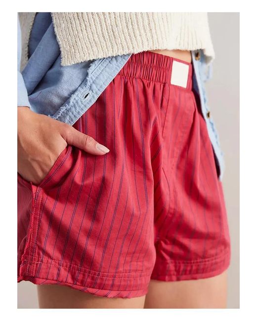 Everyday the Label Red Damen Gestreifte Shorts Mit Elastischem Bund