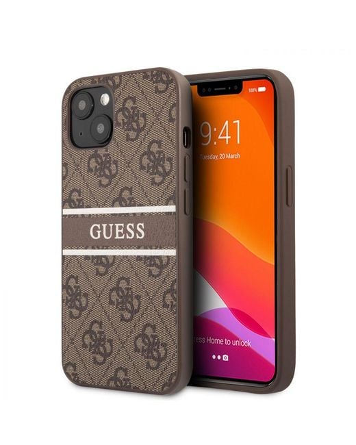 Guess Brown Iphone 14 4g Pu Logo Phone Case