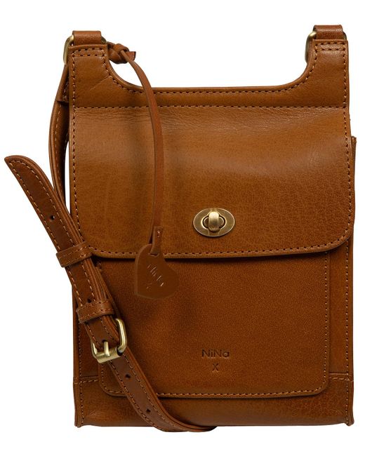 NiNa Amora Brown 'Elisa' Dark Leather Cross Body Bag