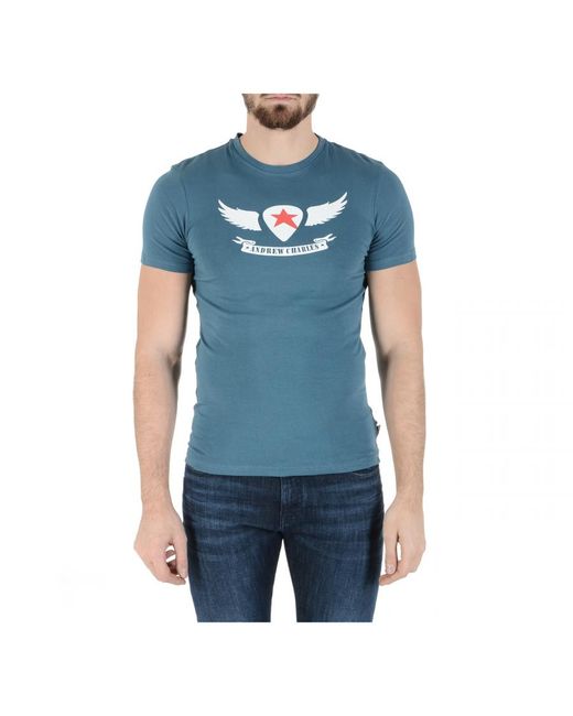 Andrew Charles by Andy Hilfiger Blue T-Shirt Short Sleeves Round Neck Keita for men