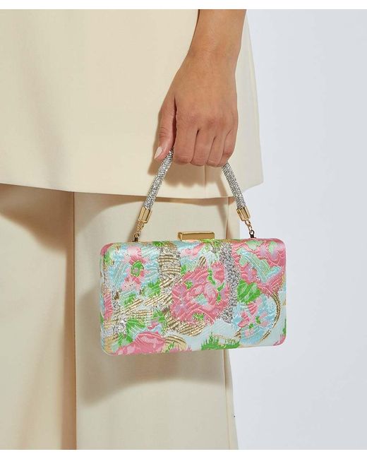 Dune Green Beaut Diamante Handle Evening Bag