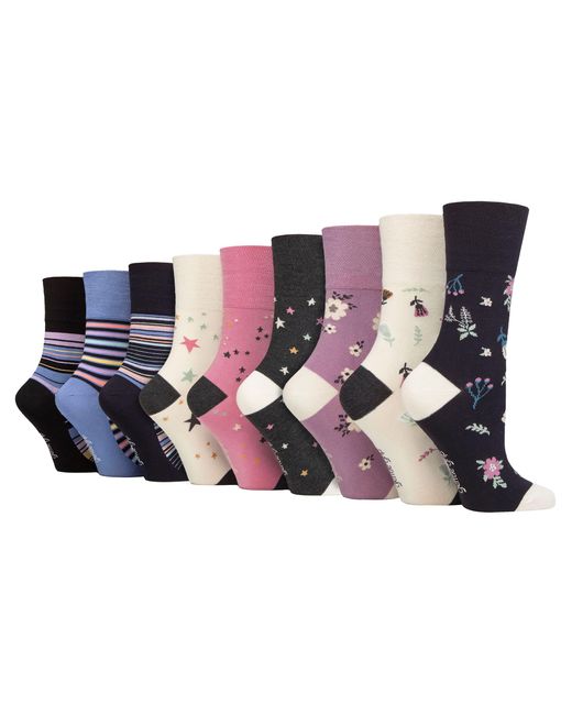 Gentle Grip Black 9 Pack Bamboo Socks Ladies