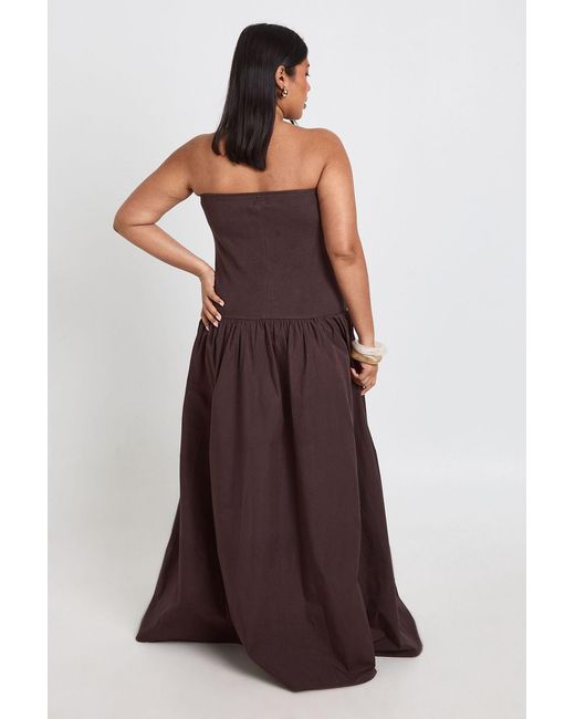 Boohoo Purple Plus Rib Cotton Mix Dropped Hem Maxi Dress