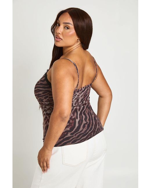 Boohoo Purple Plus Lace Trim Strappy Cami Top