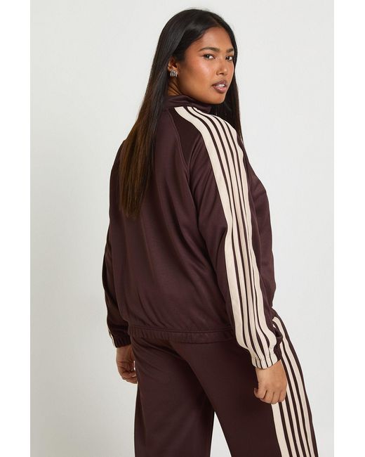 Boohoo Red Plus Tricot Side Stripe Zip Up Jacket