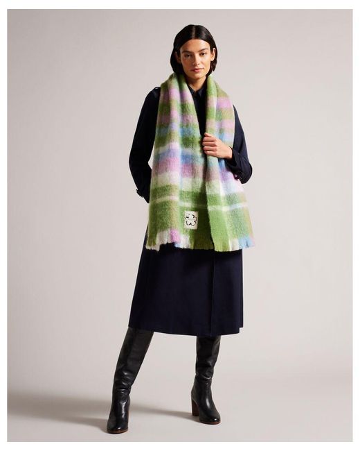 Ted Baker Green Charloa Check Scarf, Light