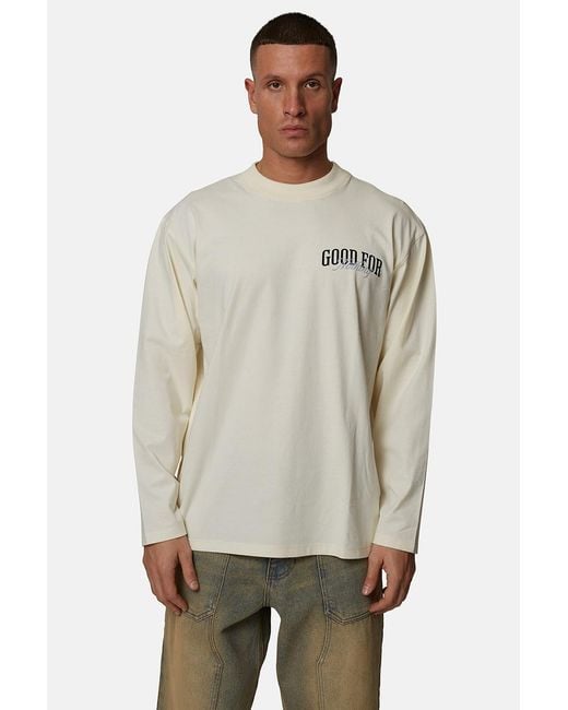 Good For Nothing Natural Long Sleeve Graphic Tee for men