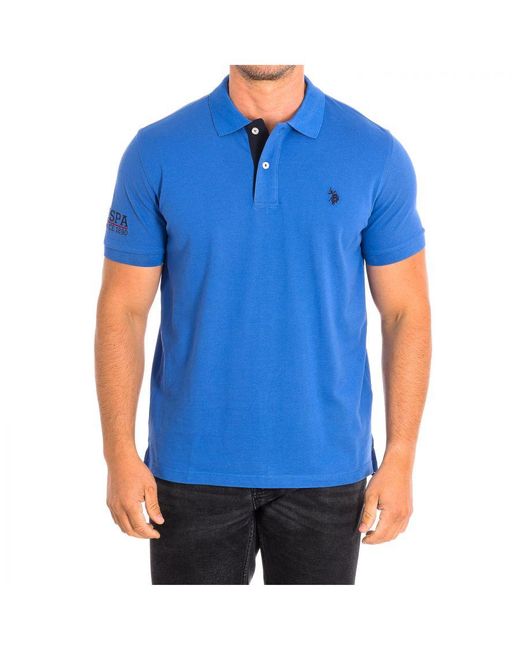 U.S. POLO ASSN. Blue Fost Short Sleeve With Contrast Lapel Collar 64783 for men