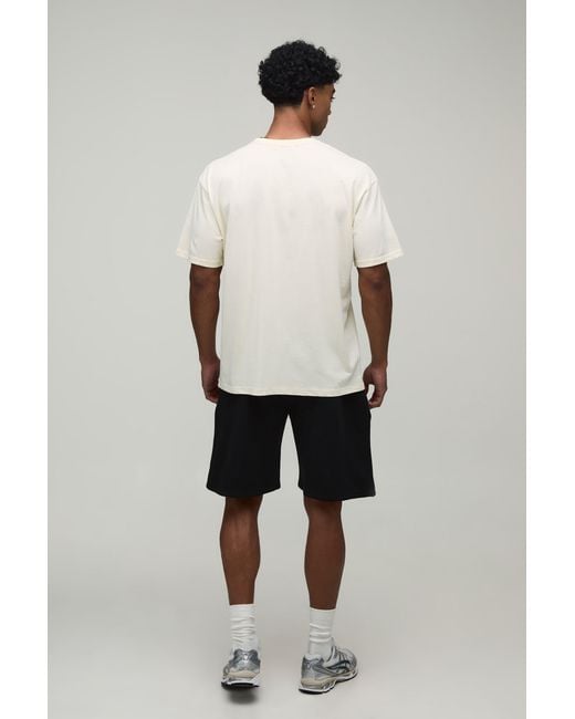 BoohooMAN White Oversized Monte Carlo Print T-Shirt & Short Set for men