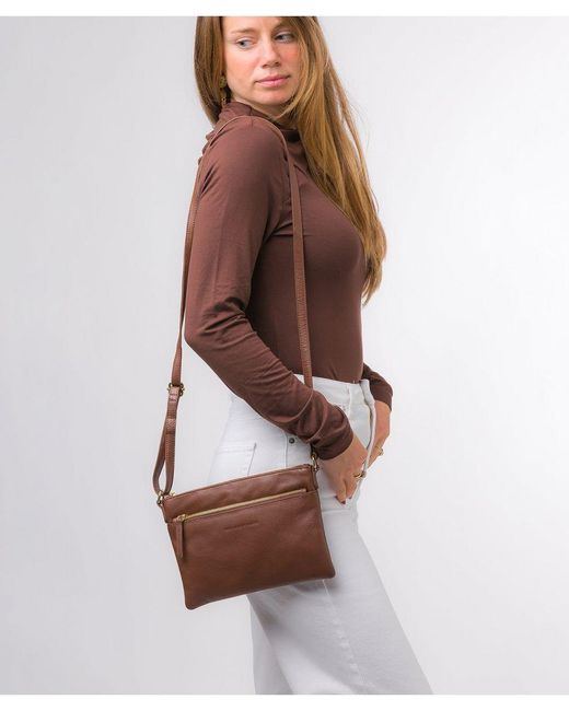 Pure Luxuries Brown 'Hannah' Dark Nappa Leather Cross Body Bag