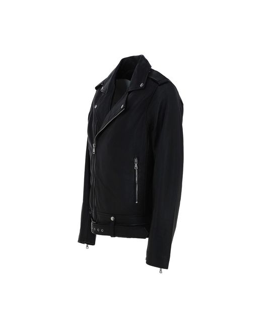 Brampton London Black 'La Notte' Real Leather Biker Style Belted Jacket for men